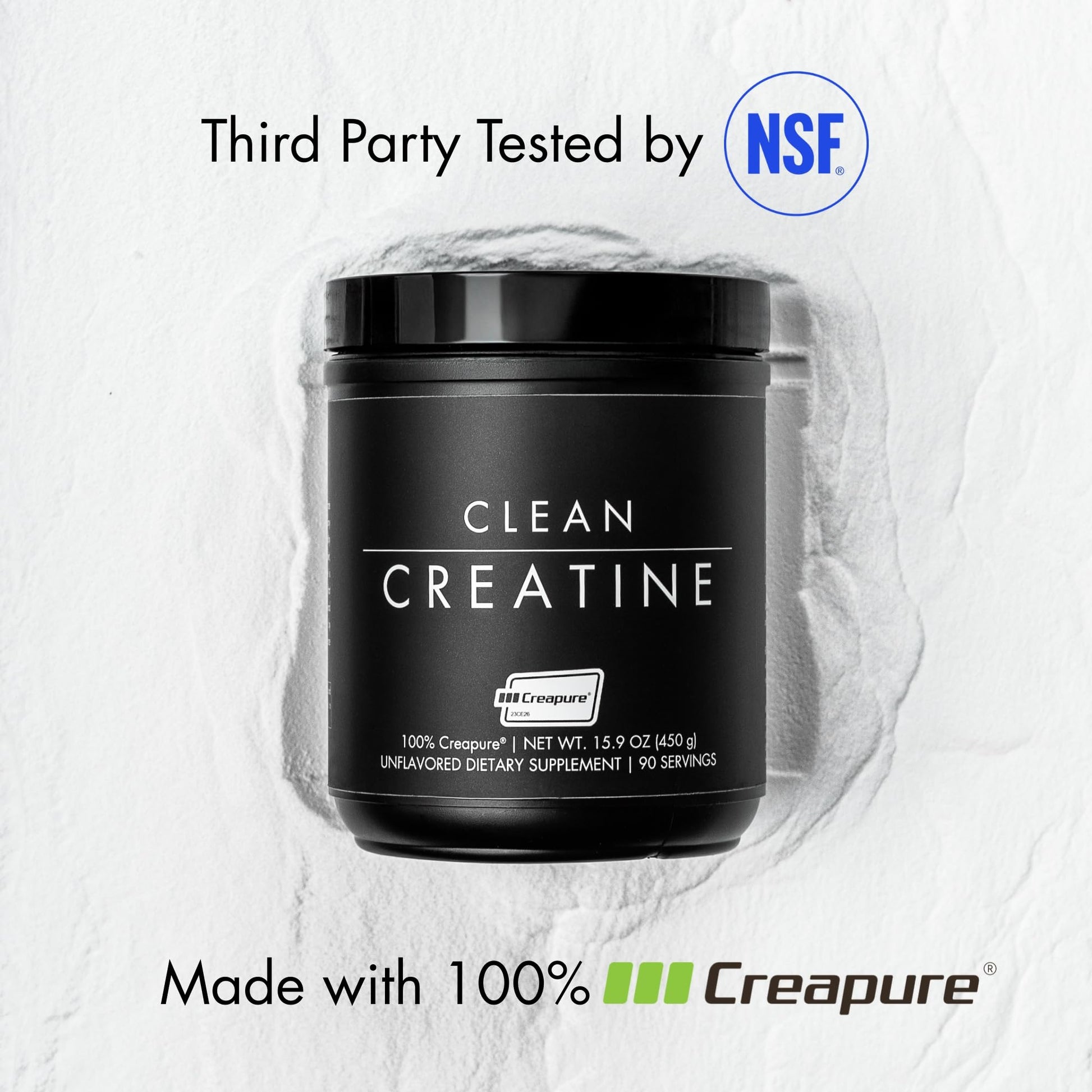 CLEAN Creatine - 100% Creapure® Creatine Monohydrate Powder for Muscle Health, Performance and Cognitive Support | 3rd Party Certified by NSF | 90 Servings | Unflavored | Vegan, Keto, and Gluten-Free - Maple Wellness Supplements