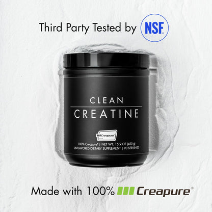 CLEAN Creatine - 100% Creapure® Creatine Monohydrate Powder for Muscle Health, Performance and Cognitive Support | 3rd Party Certified by NSF | 90 Servings | Unflavored | Vegan, Keto, and Gluten-Free - Maple Wellness Supplements