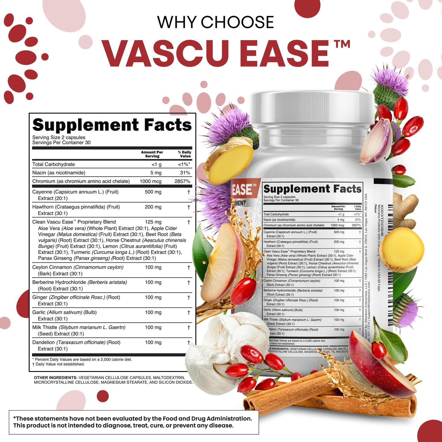 Clean Nutra Cayenne Pepper Capsules Supplement with Hawthorn Berry, Dandelion Root, Ceylon Cinnamon, Garlic, Ginger, Berberine, Apple Cider Vinegar, Milk Thistle, Beet Root, Aloe Vera Pills & More - Maple Wellness Supplements