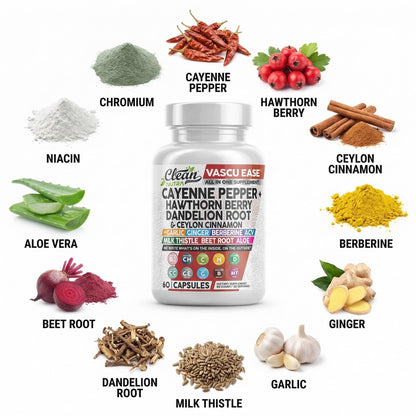 Clean Nutra Cayenne Pepper Capsules Supplement with Hawthorn Berry, Dandelion Root, Ceylon Cinnamon, Garlic, Ginger, Berberine, Apple Cider Vinegar, Milk Thistle, Beet Root, Aloe Vera Pills & More - Maple Wellness Supplements