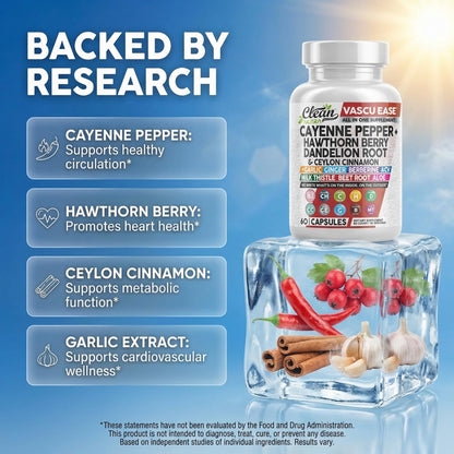 Clean Nutra Cayenne Pepper Capsules Supplement with Hawthorn Berry, Dandelion Root, Ceylon Cinnamon, Garlic, Ginger, Berberine, Apple Cider Vinegar, Milk Thistle, Beet Root, Aloe Vera Pills & More - Maple Wellness Supplements