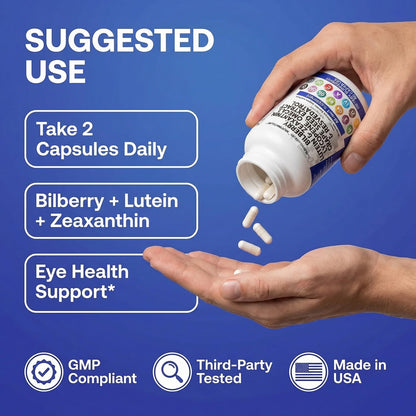 Clean Nutra Eye Vitamins with Bilberry Lutein and Zeaxanthin Supplements Lycopene 40mg Resveratrol Grape Seed Astaxanthin for Eyes - Eye Care Health Support Eye - Maple Wellness Supplements