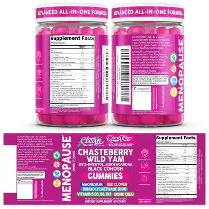 Clean Nutra Menopause Supplements for Women Chastberry Wild Yam Gummies Inositol Black Cohosh Magnesium Red Clover DIM Supplement B6 Magnesium Glycinate Glycine Vitex Hormone Balance Gummy Vitamins - Maple Wellness Supplements