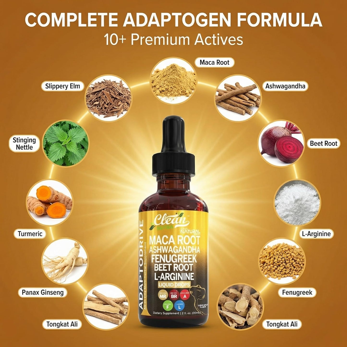 Clean Nutra Organic Maca Root Liquid Drops with Ashwagandha, Fenugreek, Beet Root and L-Arginine Liquid Multivitamin - Maple Wellness Supplements