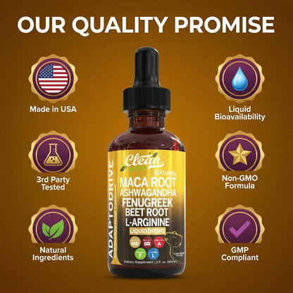 Clean Nutra Organic Maca Root Liquid Drops with Ashwagandha, Fenugreek, Beet Root and L-Arginine Liquid Multivitamin - Maple Wellness Supplements