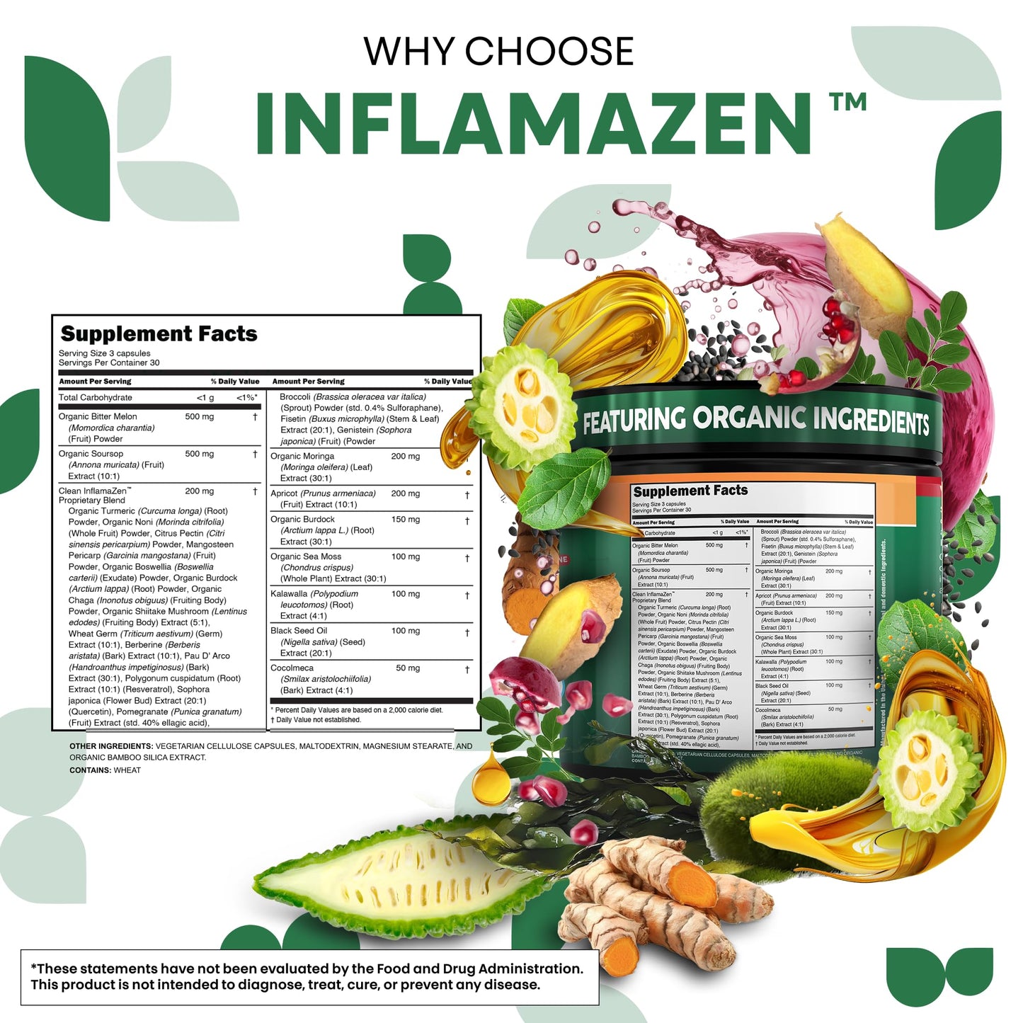 Clean Nutra Soursop Supplement Moringa Sea Moss Black Seed Oil Berberine Turmeric Resveratrol Quercetin Greens Bitters Boswellia Bitter - Maple Wellness Supplements