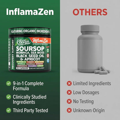 Clean Nutra Soursop Supplement Moringa Sea Moss Black Seed Oil Berberine Turmeric Resveratrol Quercetin Greens Bitters Boswellia Bitter - Maple Wellness Supplements