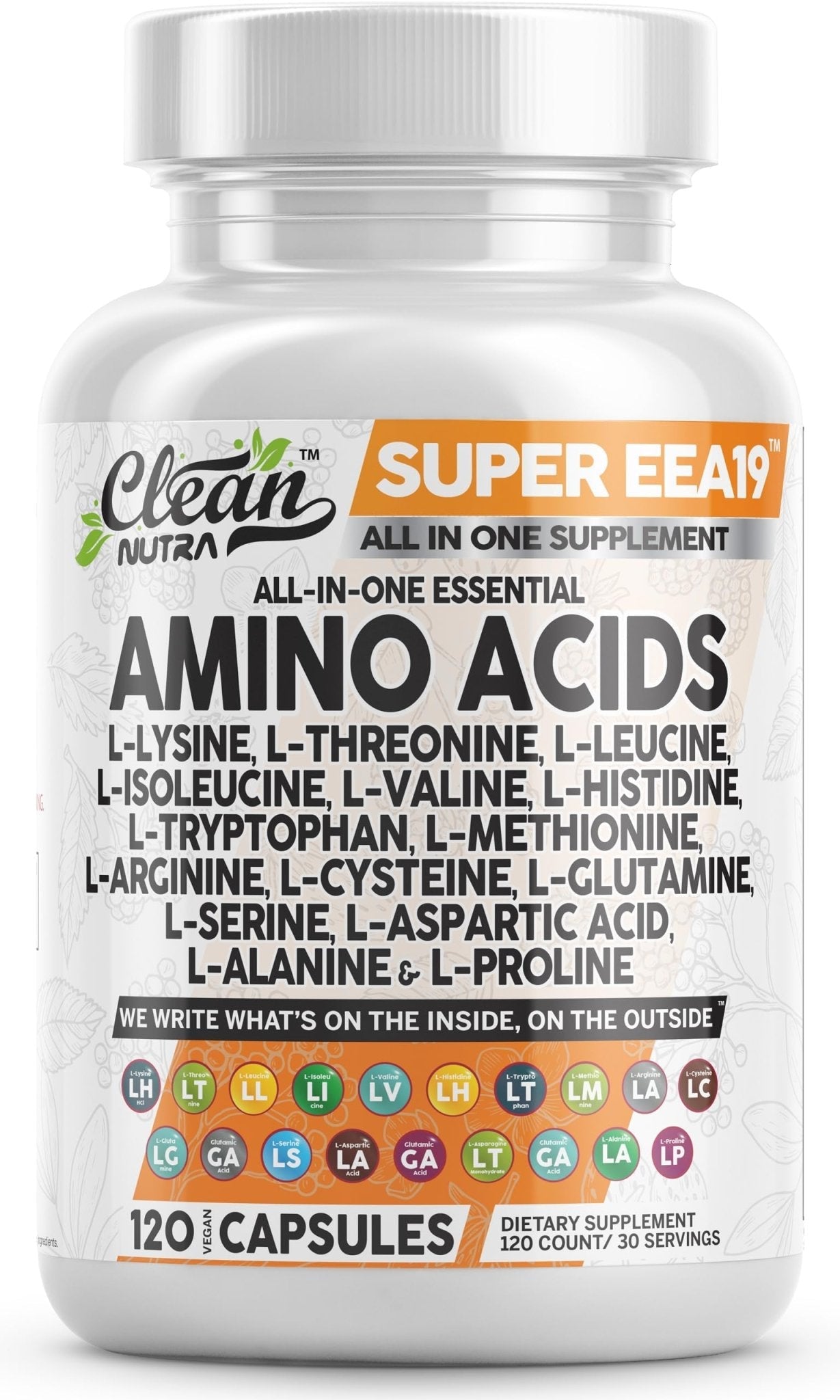 Clean Nutraceuticals Amino Acids Supplement L-Lysine, L-Threonine, L-Leucine, Isoleucine, Valine, L-Histidine, L-Tryptophan, L-Methionine, L-Arginine, L-Cysteine, - Maple Wellness Supplements