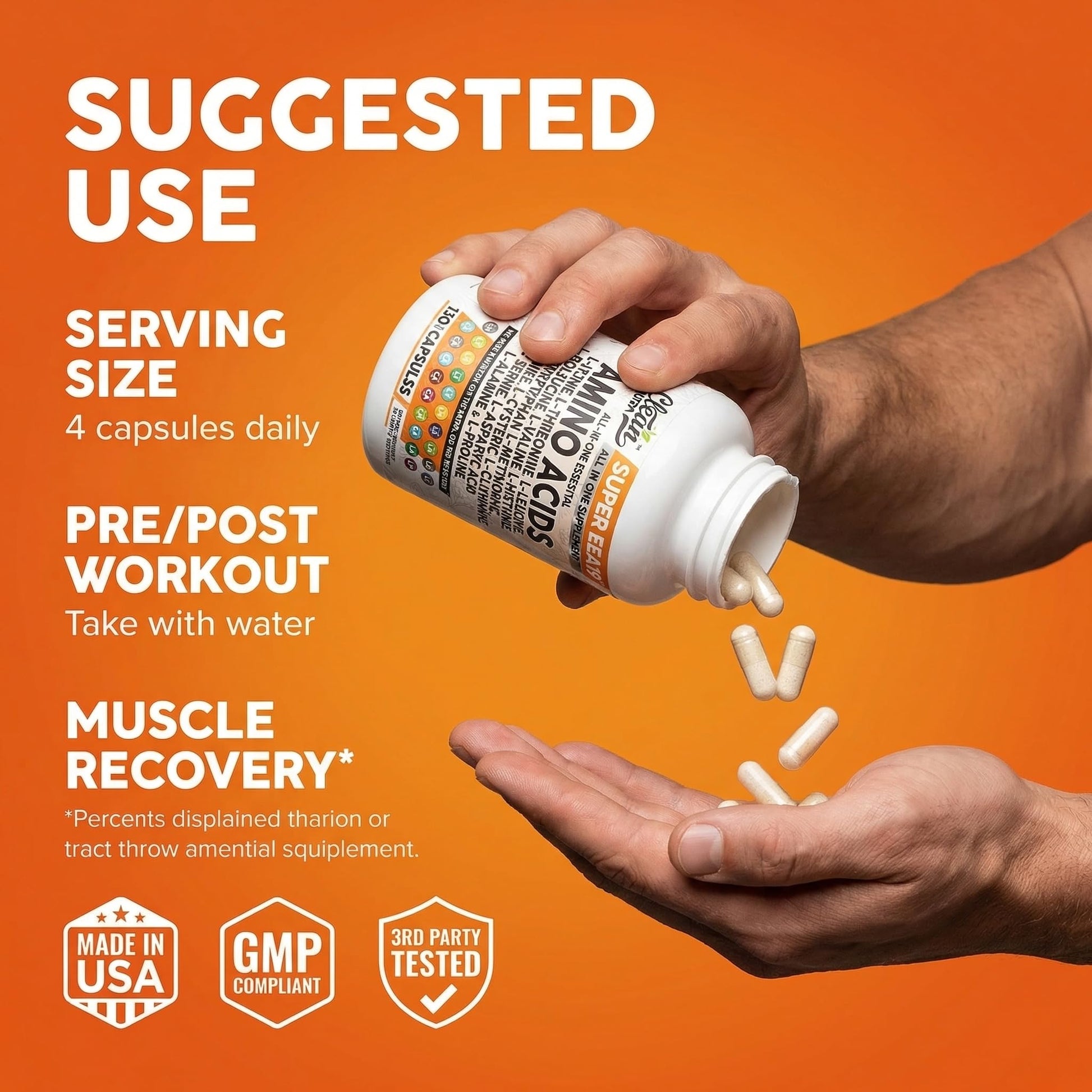 Clean Nutraceuticals Amino Acids Supplement L-Lysine, L-Threonine, L-Leucine, Isoleucine, Valine, L-Histidine, L-Tryptophan, L-Methionine, L-Arginine, L-Cysteine, - Maple Wellness Supplements