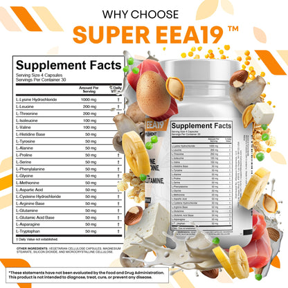 Clean Nutraceuticals Amino Acids Supplement L-Lysine, L-Threonine, L-Leucine, Isoleucine, Valine, L-Histidine, L-Tryptophan, L-Methionine, L-Arginine, L-Cysteine, - Maple Wellness Supplements