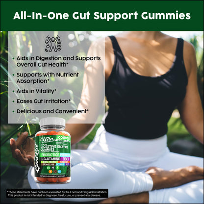 Clean Nutraceuticals Digestive Enzymes with Probiotics & Prebiotics for Digestive Health Gummies & L-Glutamine for Gut Health Bromelain Apple Pectin Inulin FOS Plant - Maple Wellness Supplements
