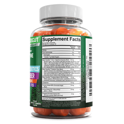 Clean Nutraceuticals Digestive Enzymes with Probiotics & Prebiotics for Digestive Health Gummies & L-Glutamine for Gut Health Bromelain Apple Pectin Inulin FOS Plant - Maple Wellness Supplements