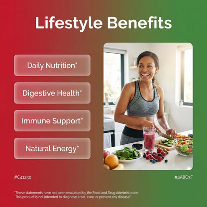 Clean Nutraceuticals Fruits and Veggies Supplement Reds & Green Superfood - Balance of Over 70 Fruit & Vegetable Supplements Capsules with Probiotics Prebiotics - Maple Wellness Supplements