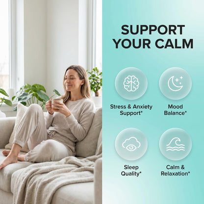 Clean Nutraceuticals GABA 750mg 5 HTP 200mg L Tryptophan 500mg L Theanine 200mg Ashwagandha SAM-e L-Glycine - Mood Support Vitamins for Women and Men with L-Tyrosine 5-HTP (5-Hydroxytryptophan) - Maple Wellness Supplements