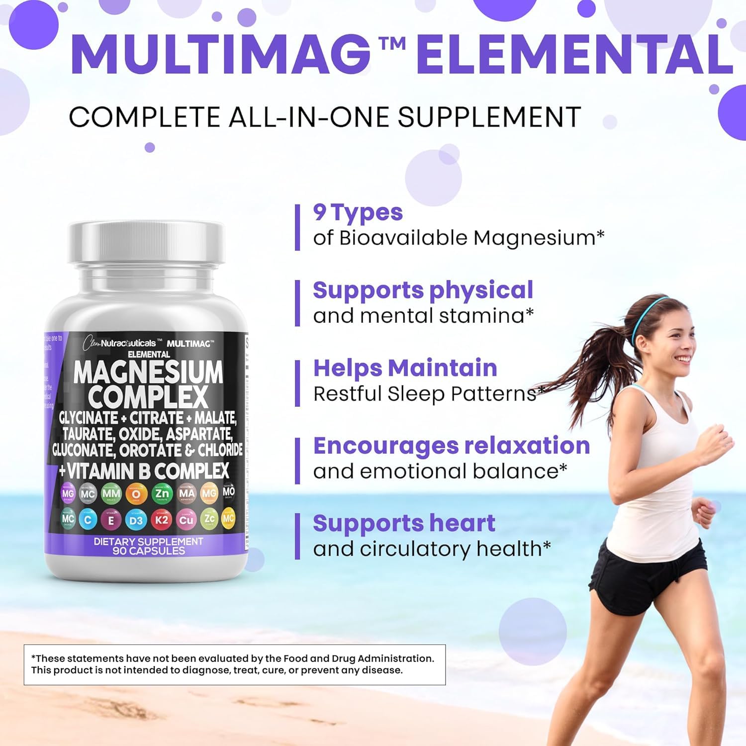 Clean Nutraceuticals Magnesium Complex with Magnesium Glycinate Citrate Malate Oxide Taurate Aspartate Orotate & Mag Chloride, Zinc Copper Manganese (90 Count (Pack of 2)) - Maple Wellness Supplements