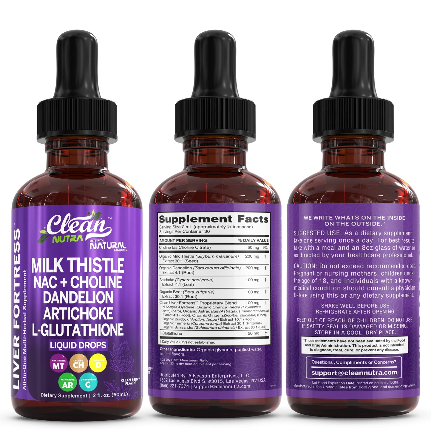 Clean Nutraceuticals Milk Thistle NAC Liver Cleanse Detox & Repair Supplement Liver Support Liquid Drops with Dandelion Extract, Artichoke, Chanca Piedra, Choline - Maple Wellness Supplements