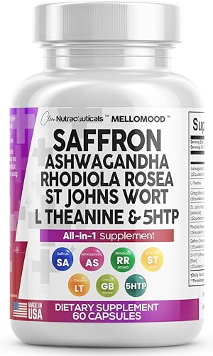 Clean Saffron Supplements with Ashwagandha 8000mg - Mood Support with L-Theanine - Maple Wellness Supplements