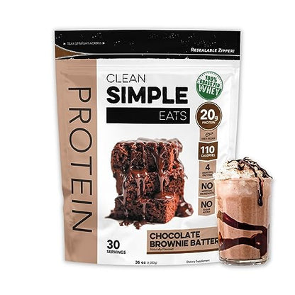 Clean Simple Eats Chocolate Brownie Batter Whey Protein Powder, Natural Sweetened - Maple Wellness Supplements
