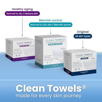 Clean Skin Club Clean Towels XL®, Travel Pack 100% USDA Biobased Disposable Face Towel - Maple Wellness Supplements