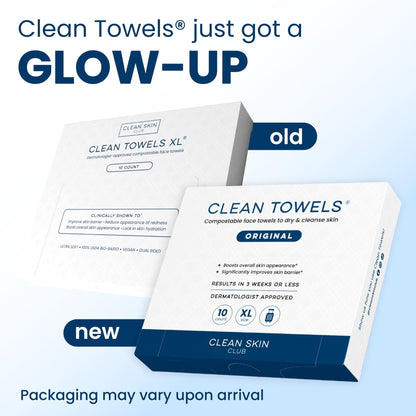 Clean Skin Club Clean Towels XL®, Travel Pack 100% USDA Biobased Disposable Face Towel - Maple Wellness Supplements