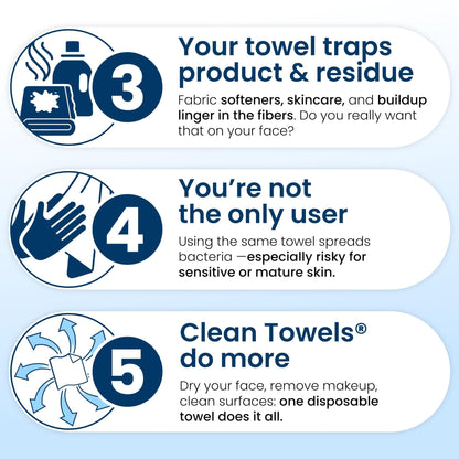 Clean Skin Club Clean Towels XL®, Travel Pack 100% USDA Biobased Disposable Face Towel - Maple Wellness Supplements