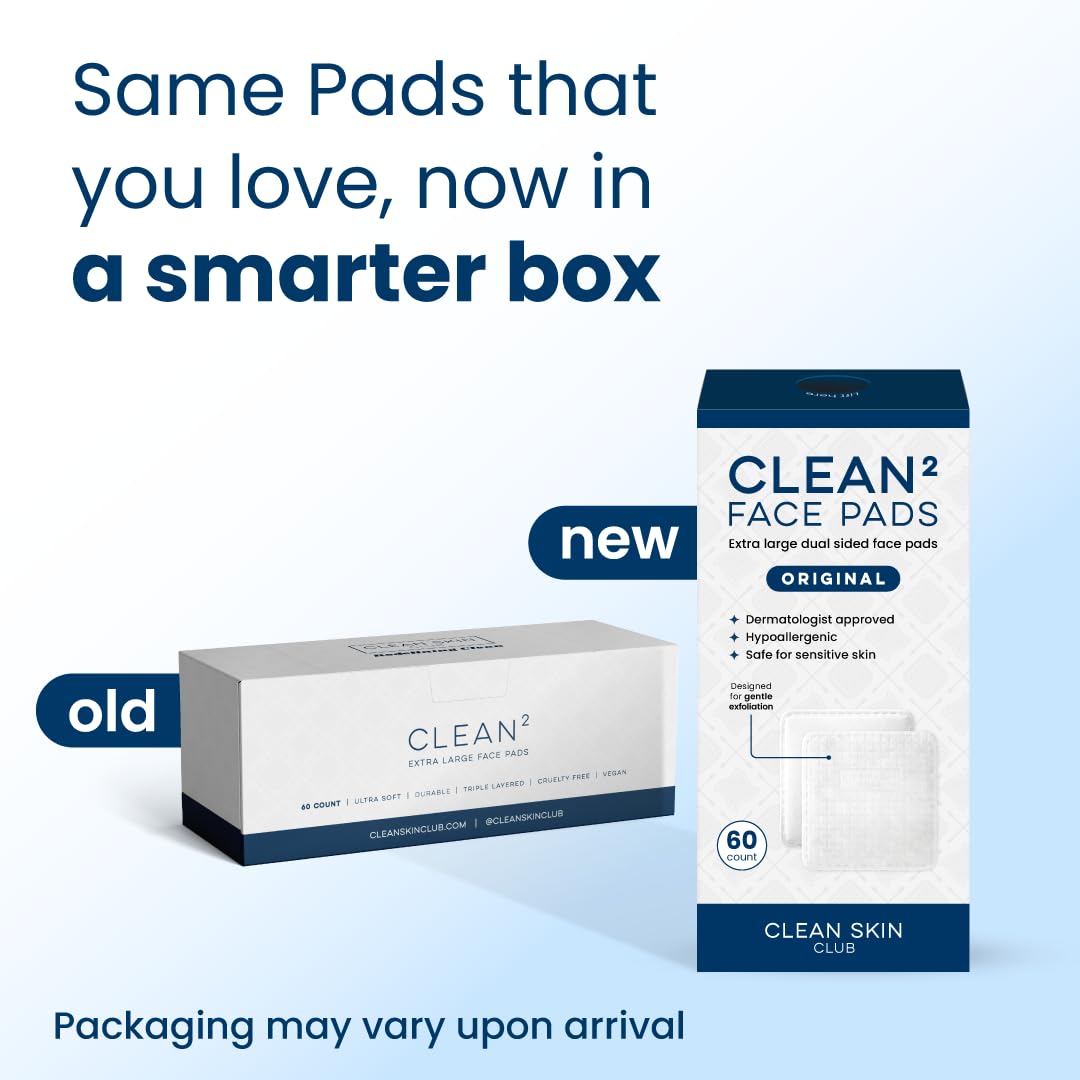 Clean Skin Club Clean² Pads 2.0 [NEW & Improved Edges] Guaranteed Not to Shed & Tear, Unique Triple Layers, Textured Side & Ultra Soft Side - Maple Wellness Supplements