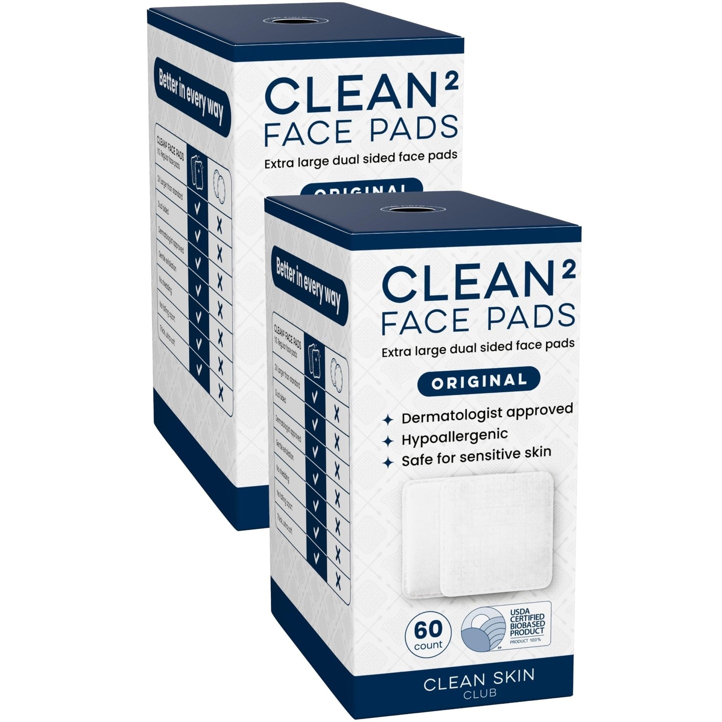 Clean Skin Club Clean² Pads 2.0 [NEW & Improved Edges] Guaranteed Not to Shed & Tear, Unique Triple Layers, Textured Side & Ultra Soft Side - Maple Wellness Supplements