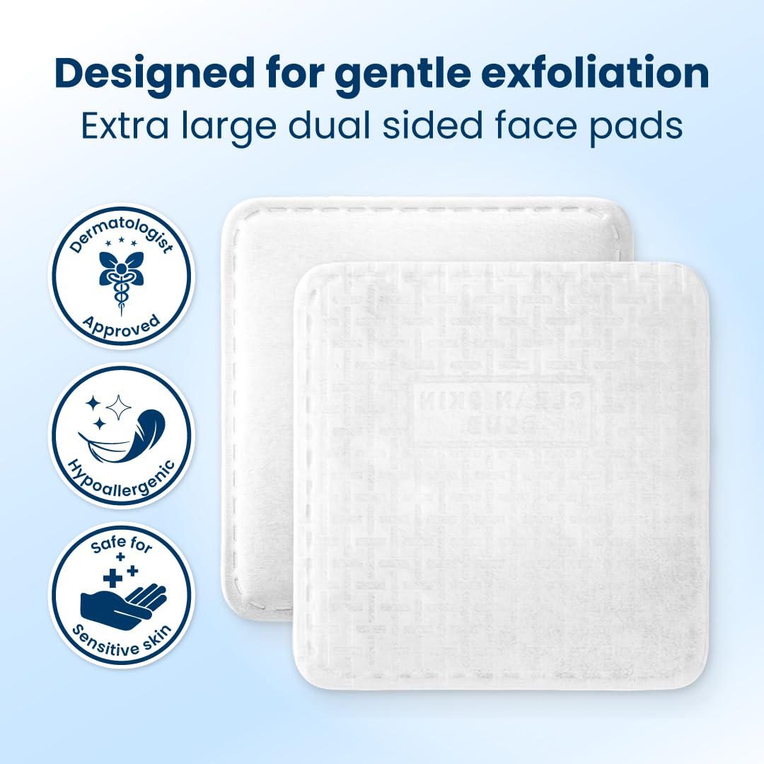 Clean Skin Club Clean² Pads 2.0 [NEW & Improved Edges] Guaranteed Not to Shed & Tear, Unique Triple Layers, Textured Side & Ultra Soft Side - Maple Wellness Supplements