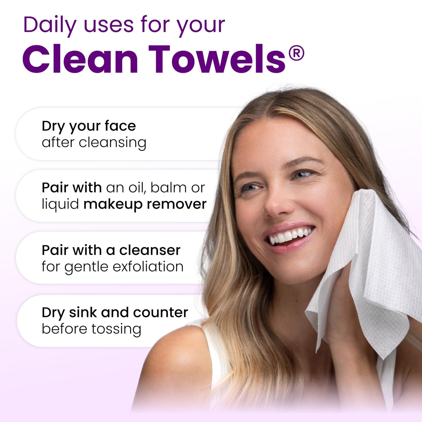 CLEAN SKIN CLUB Healthy Aging Clean Towels® XL, Smooths Fine Lines Wrinkles & Texture, Disposable Face Dry Wipes, XL - 1 Pack (50 count) - Maple Wellness Supplements