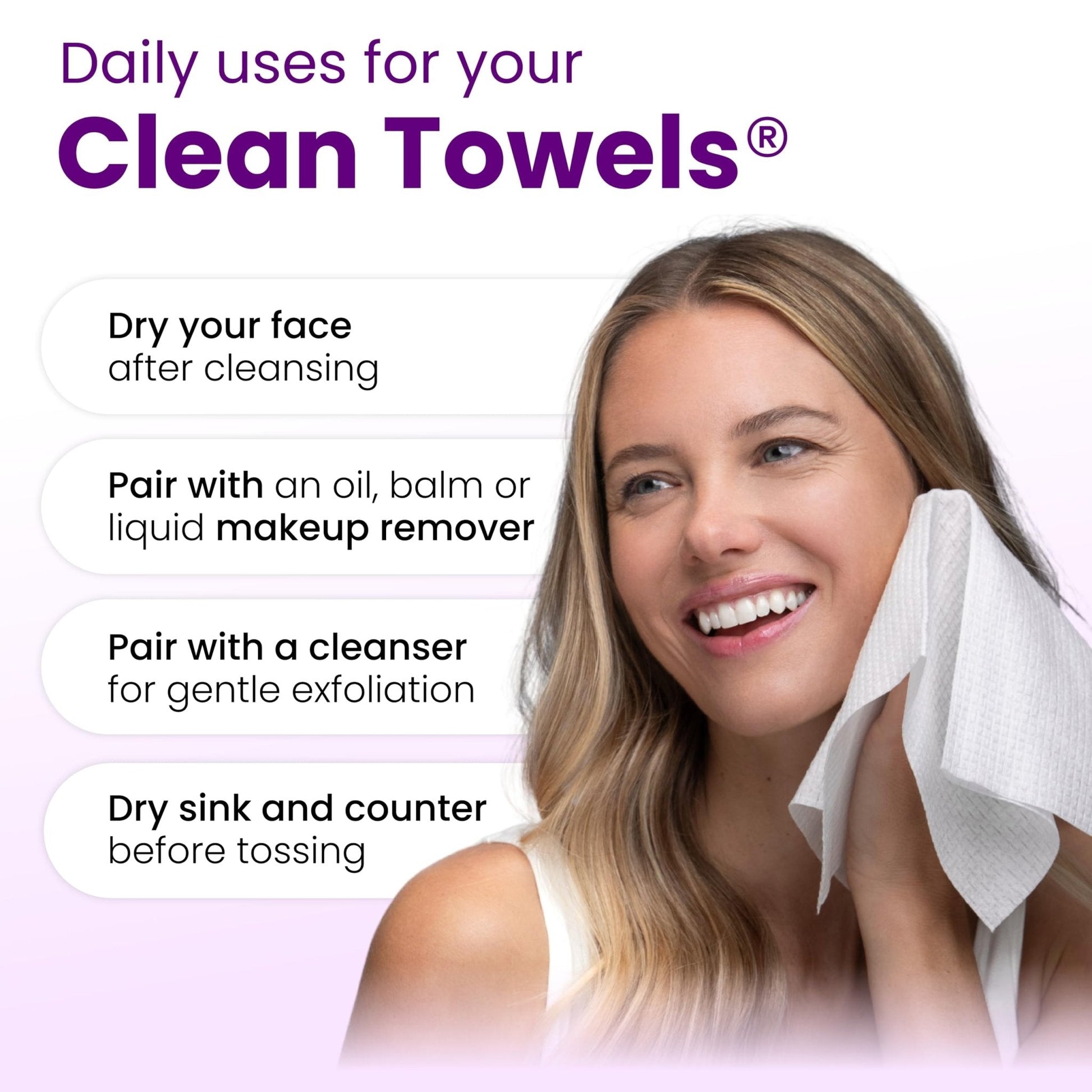 CLEAN SKIN CLUB Healthy Aging Clean Towels® XL, Smooths Fine Lines Wrinkles & Texture, Disposable Face Dry Wipes, XL - 1 Pack (50 count) - Maple Wellness Supplements