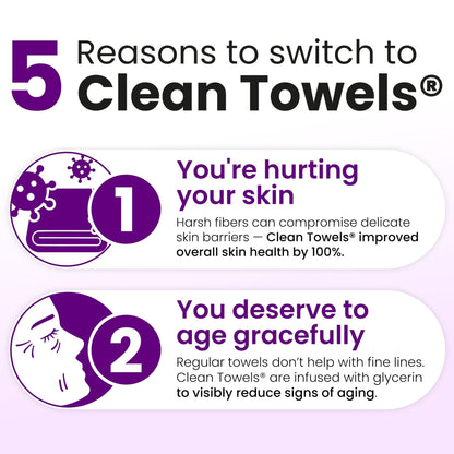 CLEAN SKIN CLUB Healthy Aging Clean Towels® XL, Smooths Fine Lines Wrinkles & Texture, Disposable Face Dry Wipes, XL - 1 Pack (50 count) - Maple Wellness Supplements