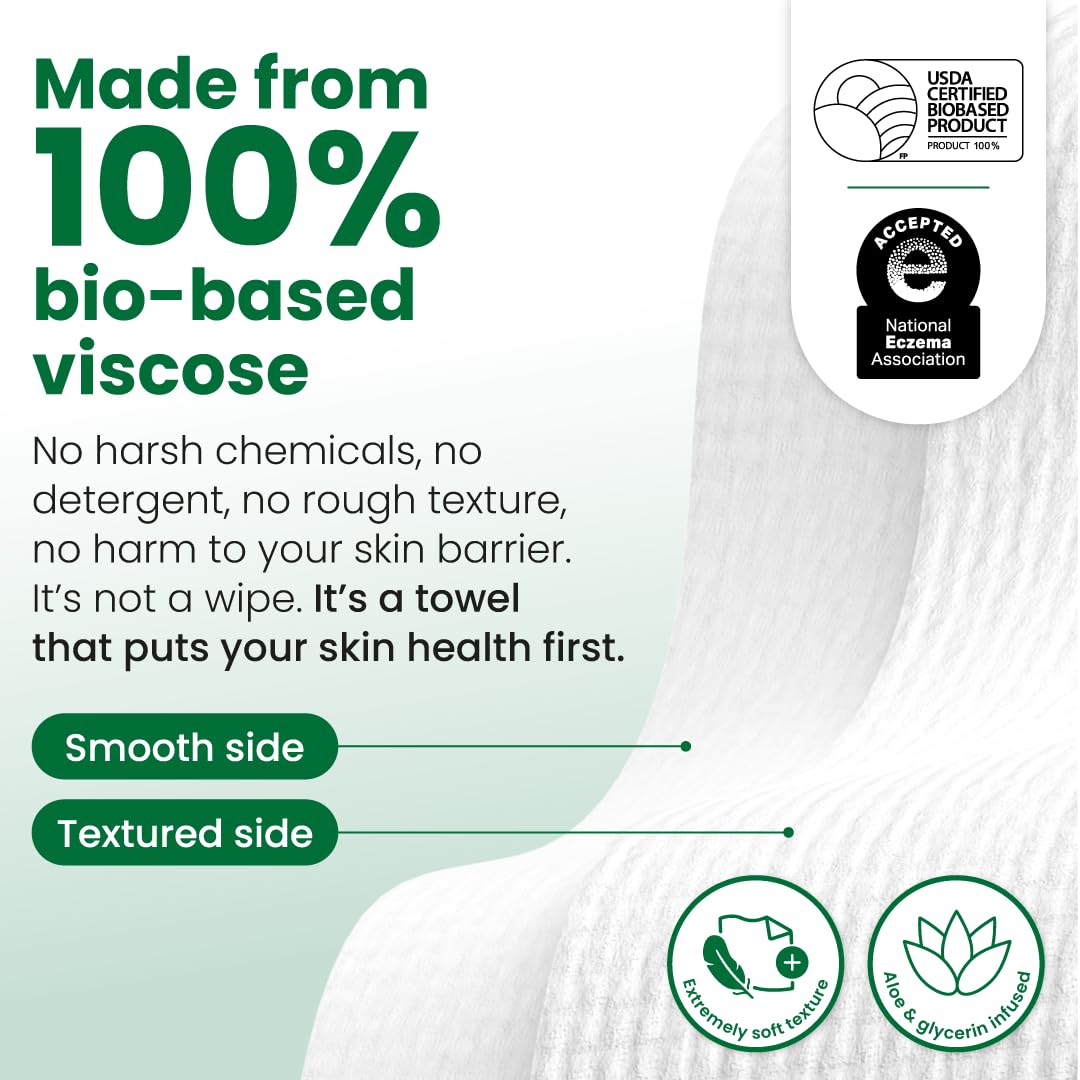 CLEAN SKIN CLUB Sensitive Skin Clean Towels® XL, Ultra-Soft Disposable Face Dry Wipes Infused with Aloe & Glycerin - Maple Wellness Supplements
