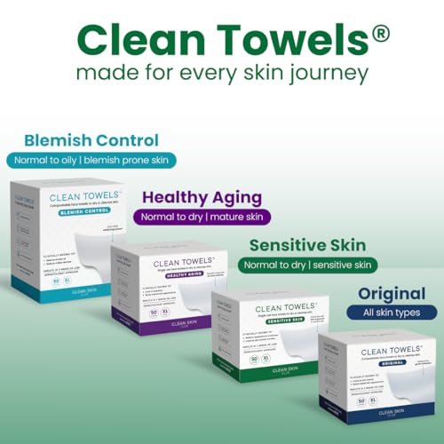 CLEAN SKIN CLUB Sensitive Skin Clean Towels® XL, Ultra-Soft Disposable Face Dry Wipes Infused with Aloe & Glycerin - Maple Wellness Supplements