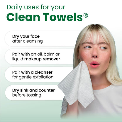 CLEAN SKIN CLUB Sensitive Skin Clean Towels® XL, Ultra-Soft Disposable Face Dry Wipes Infused with Aloe & Glycerin - Maple Wellness Supplements