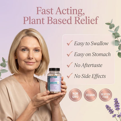 Clear Menopause Support for Women | 25-in-1 Formula with Black Cohosh, Dong Quai, Pre & Probiotics | Hot Flashes, Night Sweats, Mood, Sleep & Digestion | Hormone-Free | Made in USA | 60 Capsules - Maple Wellness Supplements