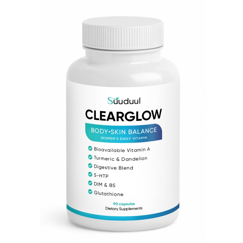 Clear Skin Supplement & Acne Supplement with Vitamin A, DIM, Milk Thistle – Hormonal Balance, Liver Detox & Antioxidant Support – Glutathione, Turmeric, Dandelion – Natural Skin Formula 90 Capsules - Maple Wellness Supplements