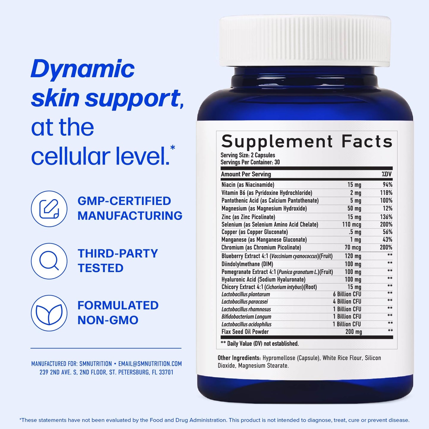 Clear Skin Supplement with Zinc, DIM & Probiotics | 3-in-1 Balance, Glow & Health Skin Support | Triple Action Hyaluronic Acid, Niaciminide & Vitamins for Hormone - Maple Wellness Supplements