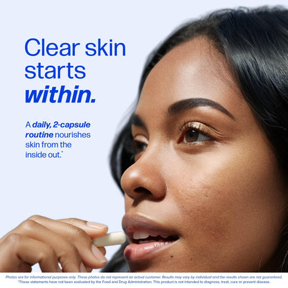 Clear Skin Supplement with Zinc, DIM & Probiotics | 3-in-1 Balance, Glow & Health Skin Support | Triple Action Hyaluronic Acid, Niaciminide & Vitamins for Hormone - Maple Wellness Supplements