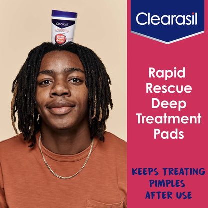 Clearasil Rapid Rescue Deep Treatment Acne Face Pads, Maximum Strenght with 2% Salicylic Acid Acne - Maple Wellness Supplements
