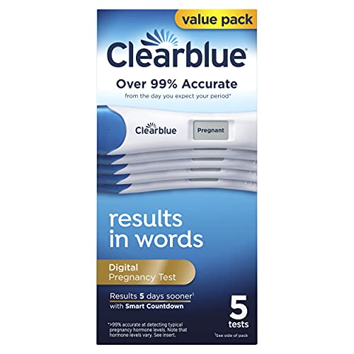 Clearblue Digital Pregnancy Test with Smart Countdown, Multi, 5 count - Maple Wellness Supplements