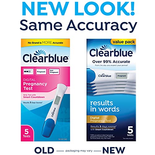Clearblue Digital Pregnancy Test with Smart Countdown, Multi, 5 count - Maple Wellness Supplements