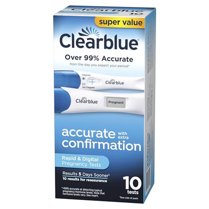 Clearblue Pregnancy Test Combo Pack, 10ct - Digital with Smart Countdown & Rapid - Maple Wellness Supplements