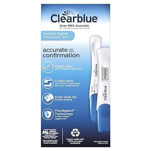 Clearblue Pregnancy Test Combo Pack, 10ct - Digital with Smart Countdown & Rapid - Maple Wellness Supplements