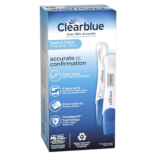 Clearblue Pregnancy Test Combo Pack, 10ct - Digital with Smart Countdown & Rapid - Maple Wellness Supplements