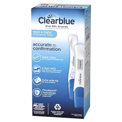 Clearblue Pregnancy Test Combo Pack, 10ct - Digital with Smart Countdown & Rapid - Maple Wellness Supplements