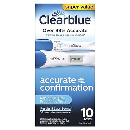 Clearblue Pregnancy Test Combo Pack, 10ct - Digital with Smart Countdown & Rapid - Maple Wellness Supplements