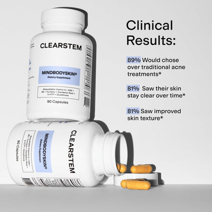 CLEARSTEM - MINDBODYSKIN Hormonal Acne Supplement (5-HTP) - Natural DIM Supplement - Skin Care Vitamins - Hormone Balance, Antioxidants - Gluten Free, - Maple Wellness Supplements