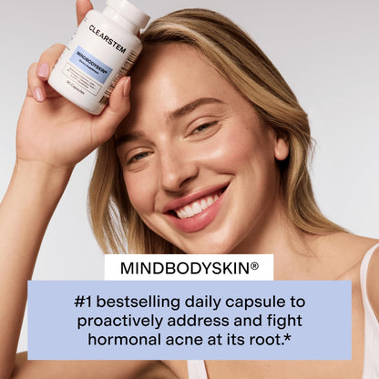 CLEARSTEM - MINDBODYSKIN Hormonal Acne Supplement (5-HTP) - Natural DIM Supplement - Skin Care Vitamins - Hormone Balance, Antioxidants - Gluten Free, - Maple Wellness Supplements