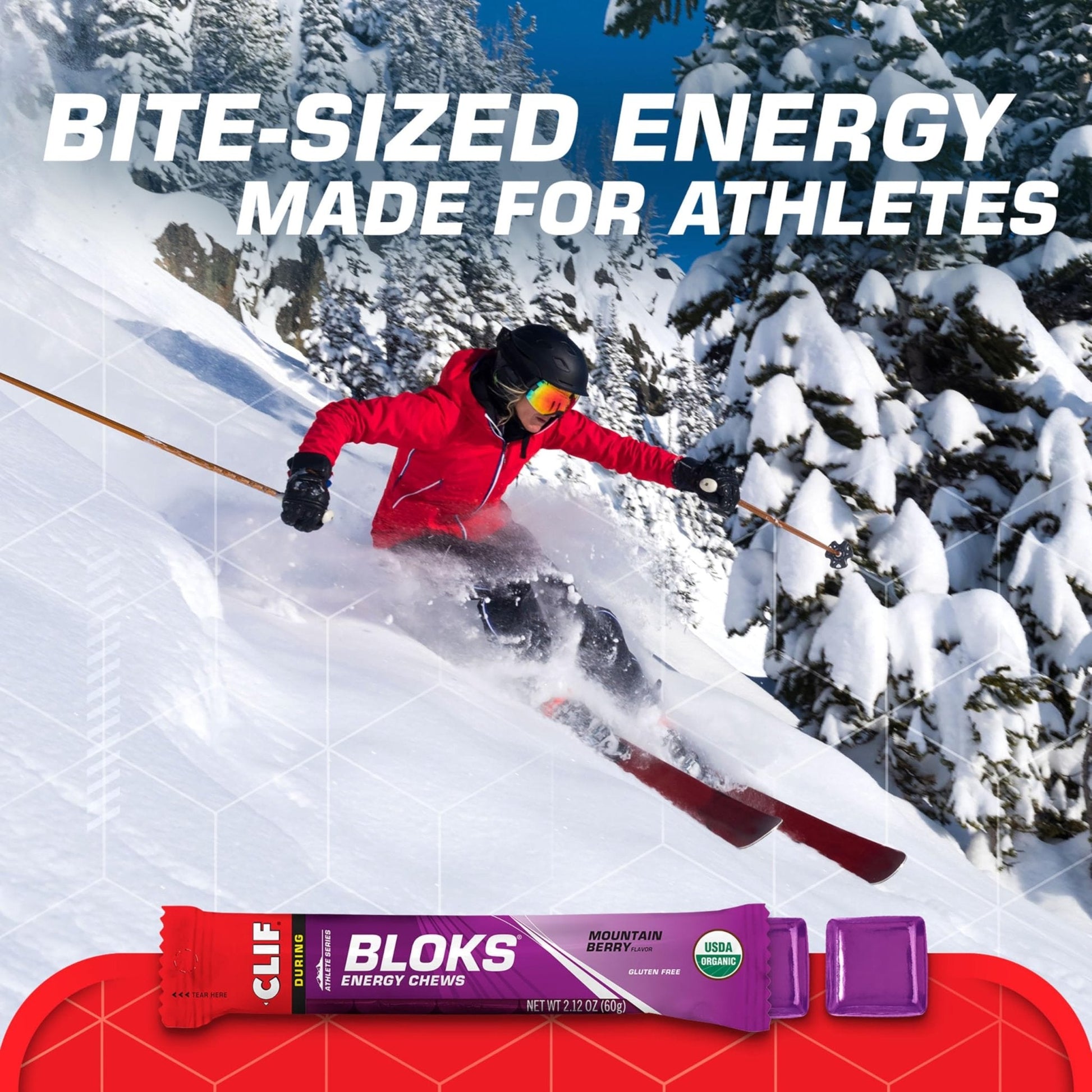 CLIF BLOKS - Mountain Berry Flavor - Energy Chews - Non-GMO - Plant Based - Fast Fuel for Cycling and Running - Quick Carbohydrates and Electrolytes - 2.12 oz. (18 Count) - Maple Wellness Supplements