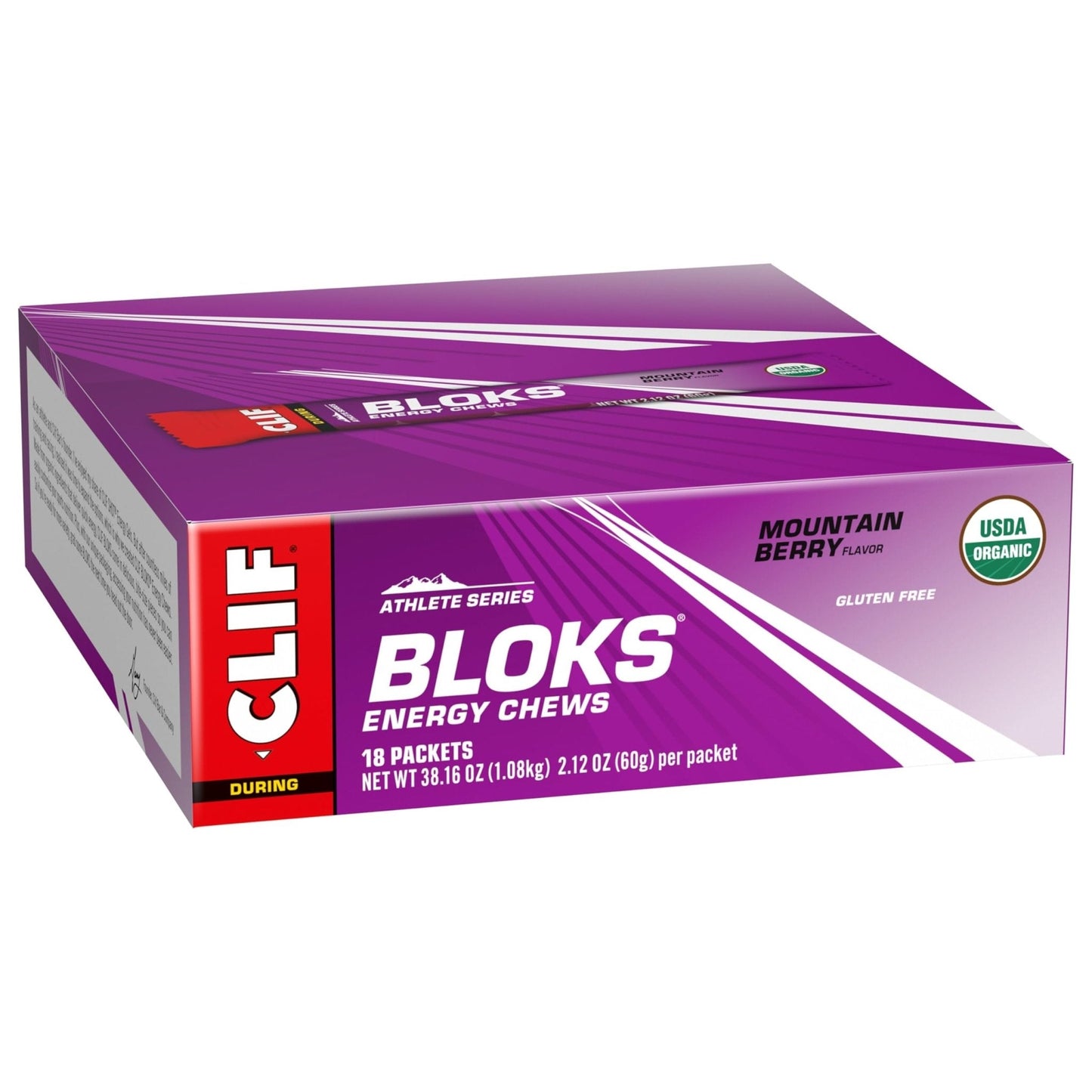 CLIF BLOKS - Mountain Berry Flavor - Energy Chews - Non-GMO - Plant Based - Fast Fuel for Cycling and Running - Quick Carbohydrates and Electrolytes - 2.12 oz. (18 Count) - Maple Wellness Supplements